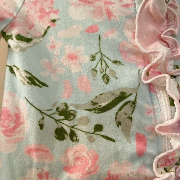 SweetHoney OG Ruffled Dreamer PJ Sleeper Zippy Blue Floral Girls Size 6 Months - Picture 7 of 12